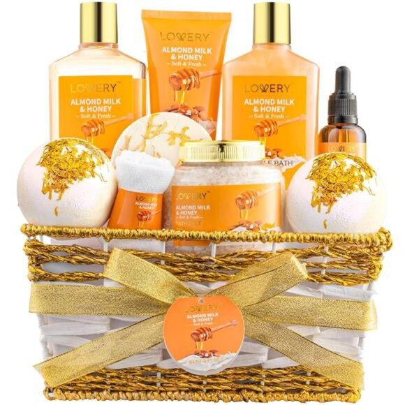 Gift Basket for Women - 10 Pc Almond Milk & Honey Beauty & Personal Care Set - Picture 1 of 7